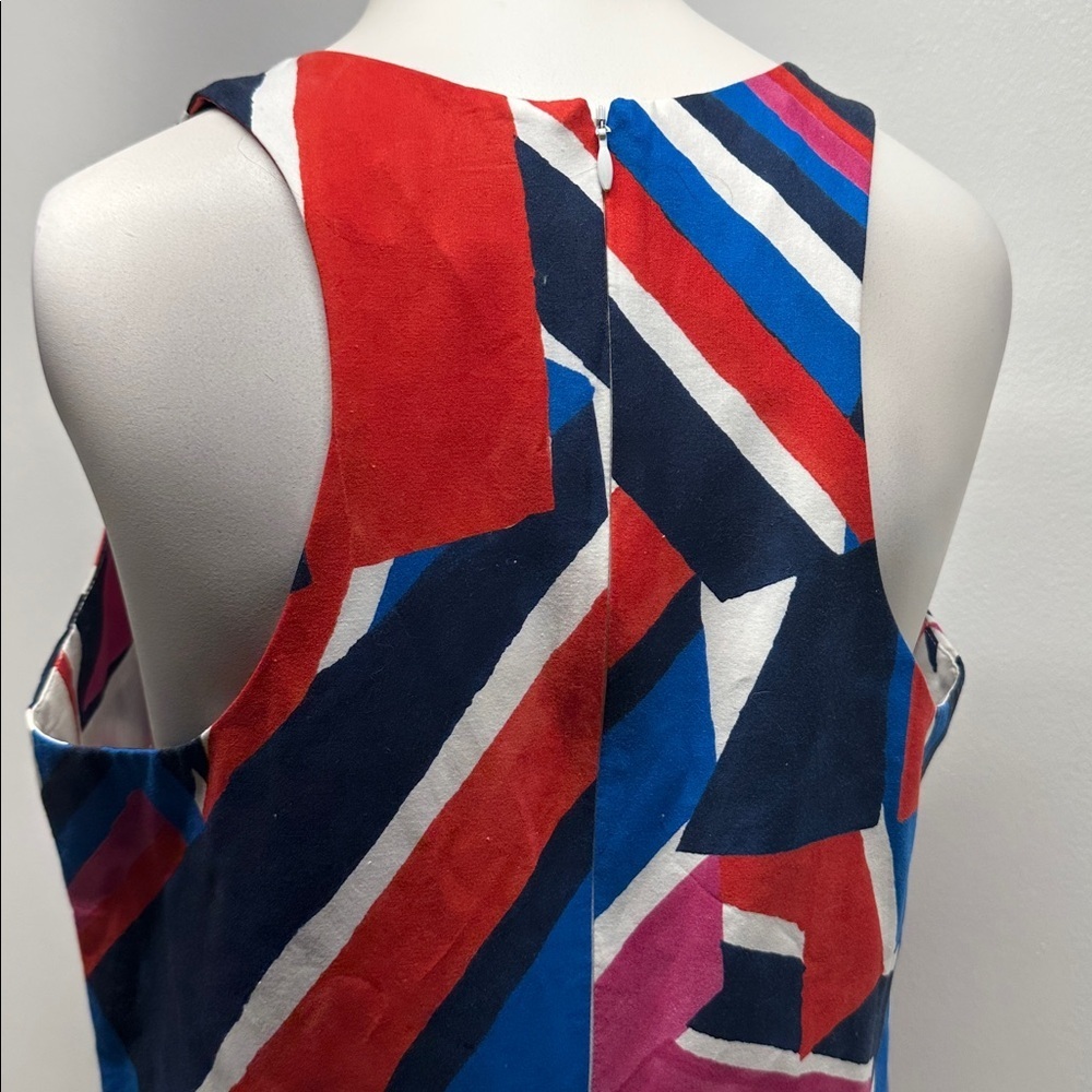 Milly Dress Midi Sleeveless Cotton Lined Abstract Art Multicolor White Size 8 - Picture 5 of 9